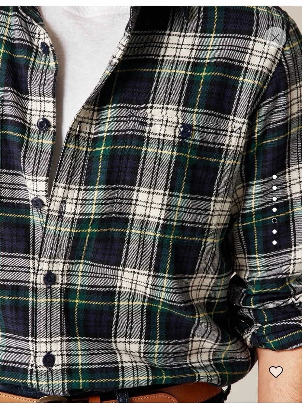 J. Crew Navy, Green and White Plaid Button-Down Shirt